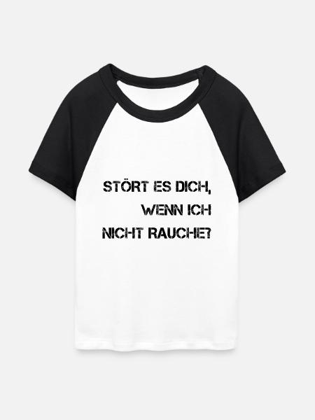 Nichtraucher - Frauen Cropped Baseball T-Shirt - Weiß/Schwarz