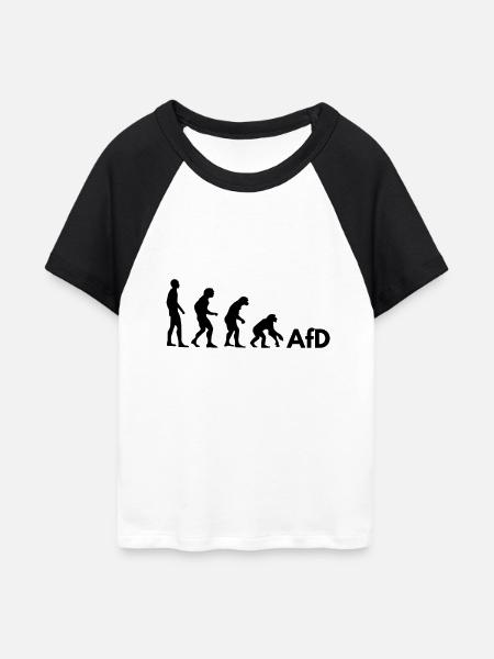 AfD Evolution - Frauen Cropped Baseball T-Shirt - Weiß/Schwarz