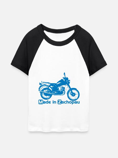 MZ ETZ 251 Zschopau - Frauen Cropped Baseball T-Shirt - Weiß/Schwarz