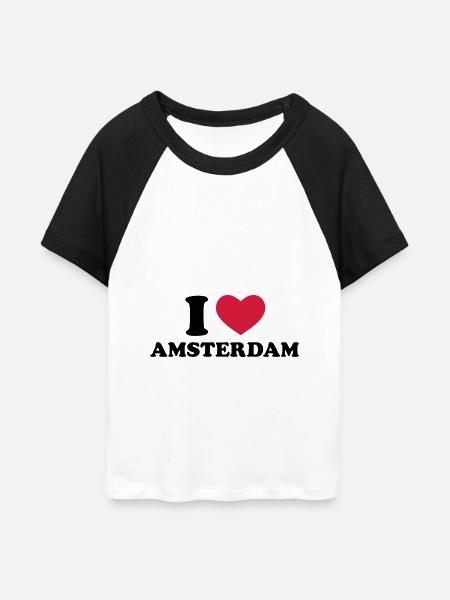 I love Amsterdam - Frauen Cropped Baseball T-Shirt - Weiß/Schwarz
