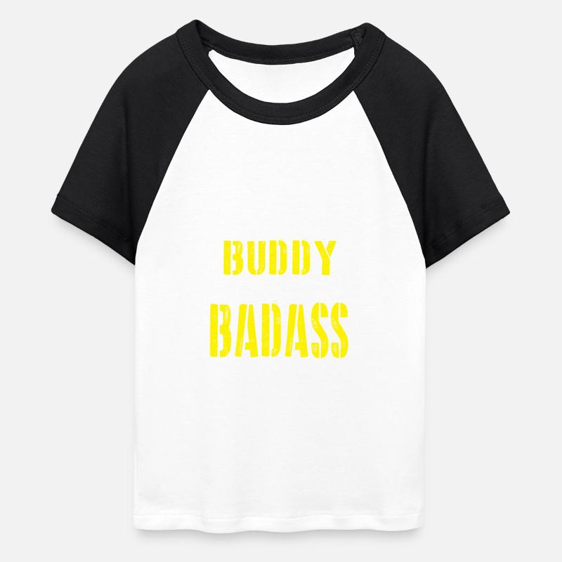 Buddy Parce que Superhero n'est pas une description de poste - T-shirt Crop Top de Baseball Femme - blanc/noir