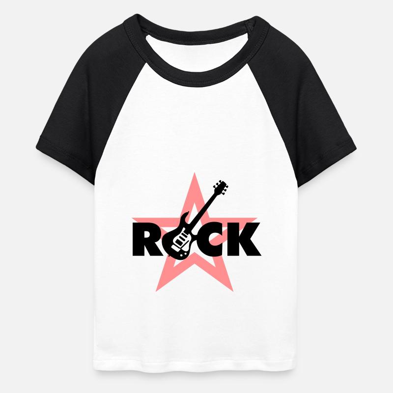 rock_star_042013_c_3c - Women's Cropped Baseball T-Shirt - white/black