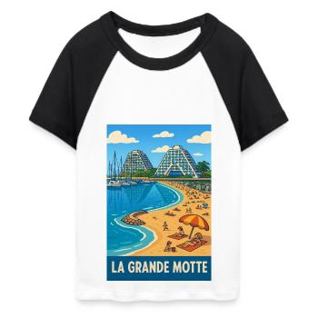 Die große mediterrane Motte - Frauen Cropped Baseball T-Shirt - Weiß/Schwarz - Vorne