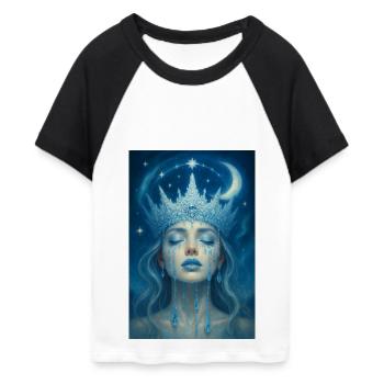 Reine de la lune glacée - T-shirt Crop Top de Baseball Femme - blanc/noir - Devant