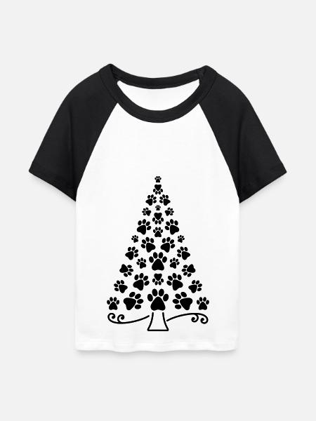 Weihnachtsbaum Pfote - Frauen Cropped Baseball T-Shirt - Weiß/Schwarz