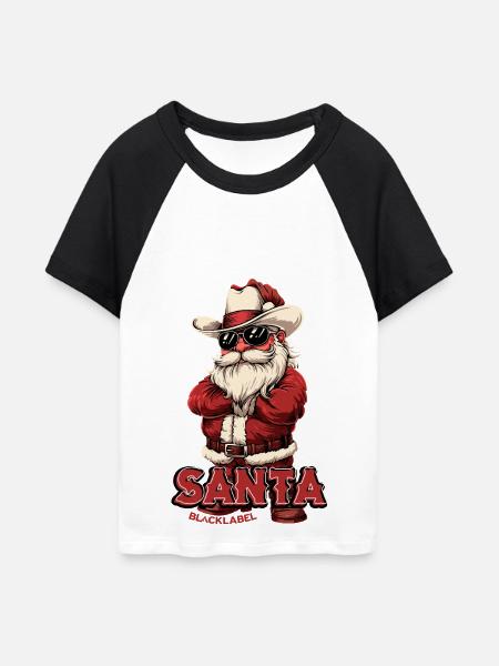 Badass-Santa-by-BlackLabel - Frauen Cropped Baseball T-Shirt - Weiß/Schwarz