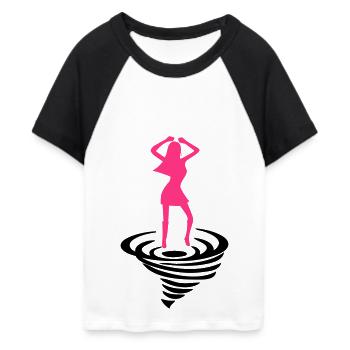 Tänzerin auf Tornado - Frauen Cropped Baseball T-Shirt - Weiß/Schwarz - Vorne