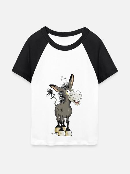 Witziger Esel - Frauen Cropped Baseball T-Shirt - Weiß/Schwarz