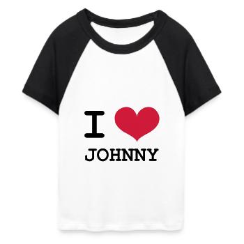 I Love Johnny ! - T-shirt Crop Top de Baseball Femme - blanc/noir - Devant