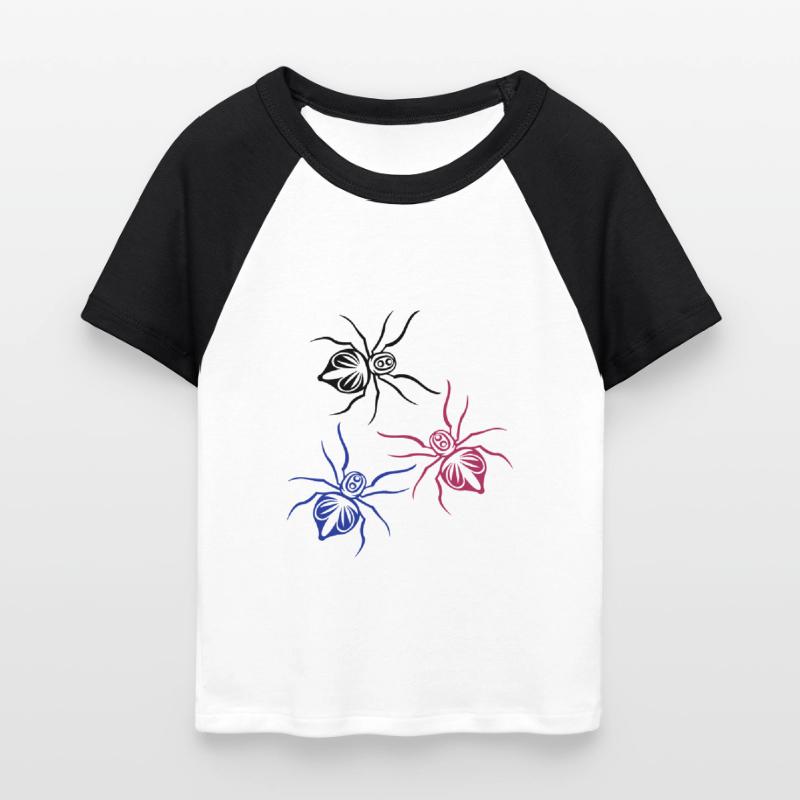 Pająki, robactwo Krótka koszulka baseballowa damska