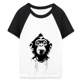 Eingebildeter Affe im Banksy Style - Frauen Cropped Baseball T-Shirt - Weiß/Schwarz - Vorne