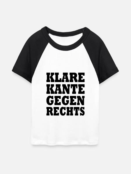 klare kante gegen rechts - Frauen Cropped Baseball T-Shirt - Weiß/Schwarz