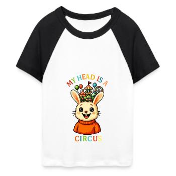 Mein Kopf ist ein Zirkus - Frauen Cropped Baseball T-Shirt - Weiß/Schwarz - Vorne
