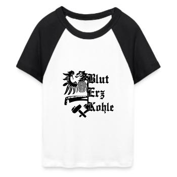 Blut Erz Kohle - Frauen Cropped Baseball T-Shirt - Weiß/Schwarz - Vorne
