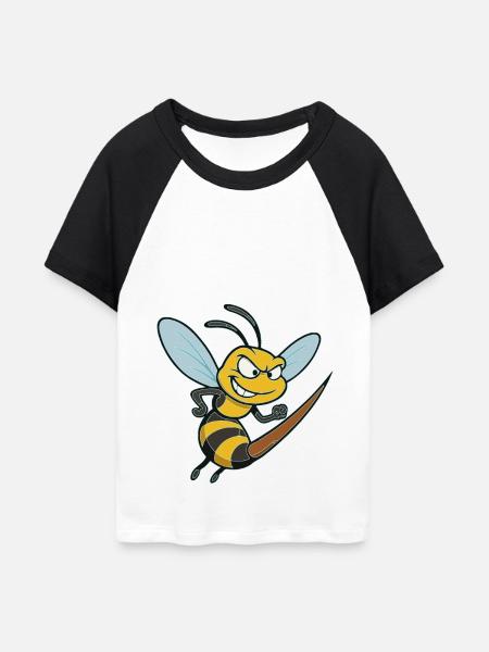 wespe das olle Stachelschwein - Frauen Cropped Baseball T-Shirt - Weiß/Schwarz
