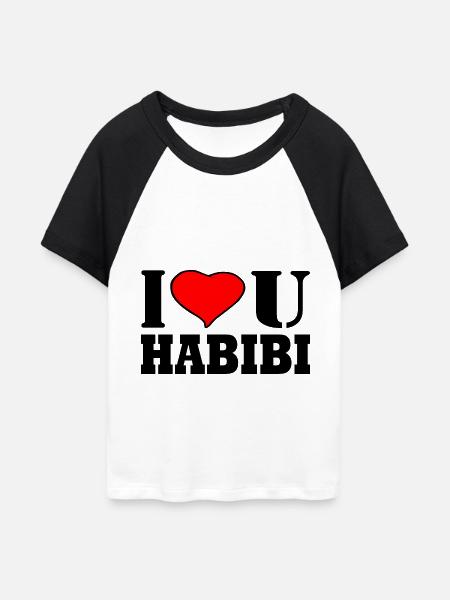 HABIBI - Frauen Cropped Baseball T-Shirt - Weiß/Schwarz