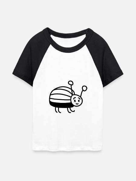 kleiner Käfer - line - Frauen Cropped Baseball T-Shirt - Weiß/Schwarz