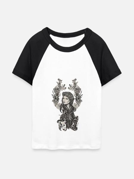 Jungfrau Sternzeichen - Frauen Cropped Baseball T-Shirt - Weiß/Schwarz