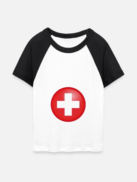 Schweiz - Frauen Cropped Baseball T-Shirt - Weiß/Schwarz