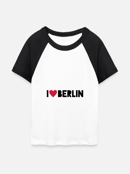 I Love Berlin - Frauen Cropped Baseball T-Shirt - Weiß/Schwarz
