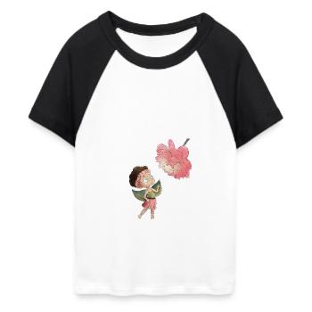 Magical fairy with peony - Women's Cropped Baseball T-Shirt - white/black - Front