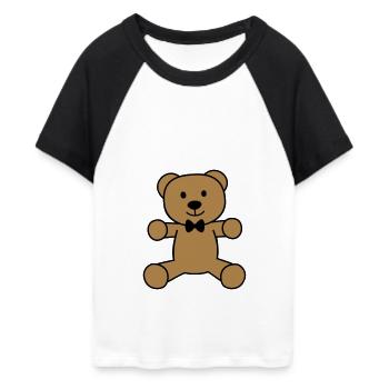 Teddybär mit Fliege - Frauen Cropped Baseball T-Shirt - Weiß/Schwarz - Vorne