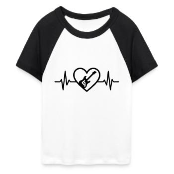 Herz E-Gitarre Musik Rock - Frauen Cropped Baseball T-Shirt - Weiß/Schwarz - Vorne