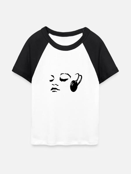 Musik - Frauen Cropped Baseball T-Shirt - Weiß/Schwarz