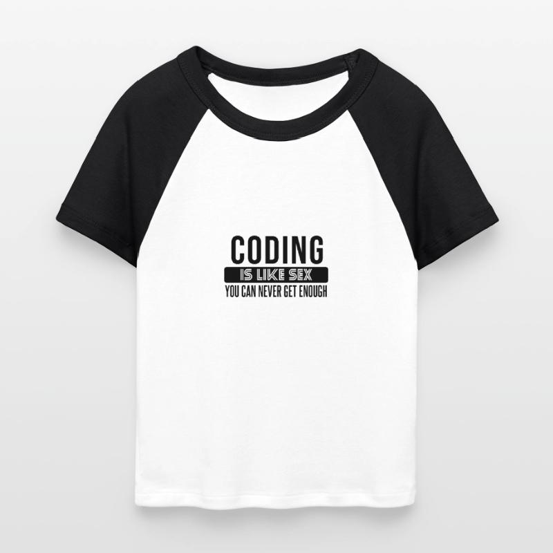 Coding Statement – Provocative Developer Design Women's Cropped Baseball T-Shirt