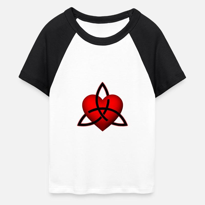 Celtic Heart Pattern - Women's Cropped Baseball T-Shirt - white/black