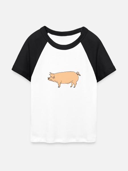 Rosa Schwein - Frauen Cropped Baseball T-Shirt - Weiß/Schwarz