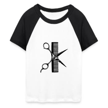 Peigne à ciseaux - T-shirt Crop Top de Baseball Femme - blanc/noir - Devant