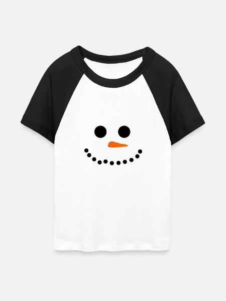 Schneemann - Frauen Cropped Baseball T-Shirt - Weiß/Schwarz