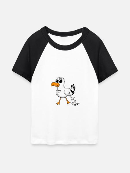 Möwe Lustig Motiv - Frauen Cropped Baseball T-Shirt - Weiß/Schwarz