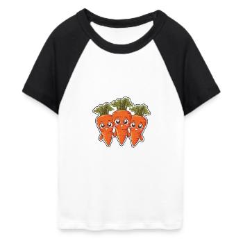 Karla, Kalle and Kim – The Carrot Friends - Women's Cropped Baseball T-Shirt - white/black - Front