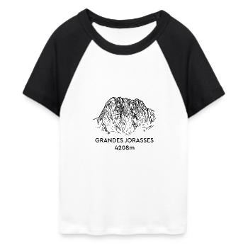 Grandes Jorasses, Hochgebirge, Mont-Blanc, Berg - Frauen Cropped Baseball T-Shirt - Weiß/Schwarz - Vorne