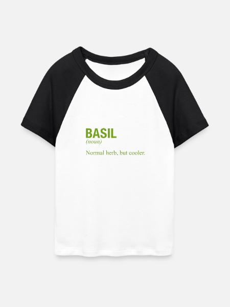 BASIL Basilikum - Frauen Cropped Baseball T-Shirt - Weiß/Schwarz