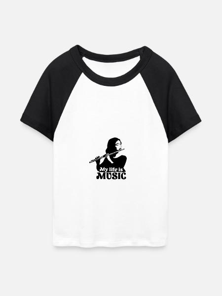 Querflöte - My Life Is Music Querflötistin - Frauen Cropped Baseball T-Shirt - Weiß/Schwarz