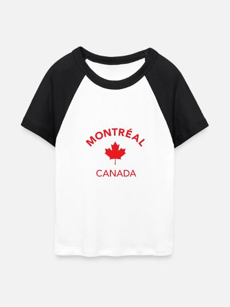 MONTREAL CANADA - Frauen Cropped Baseball T-Shirt - Weiß/Schwarz