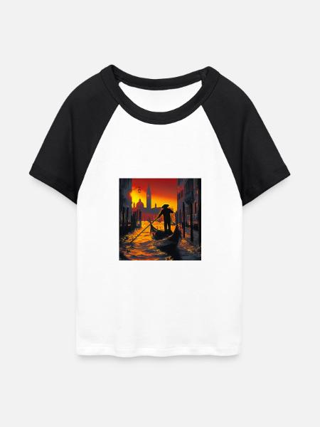Gondoliere in Venedig - Frauen Cropped Baseball T-Shirt - Weiß/Schwarz