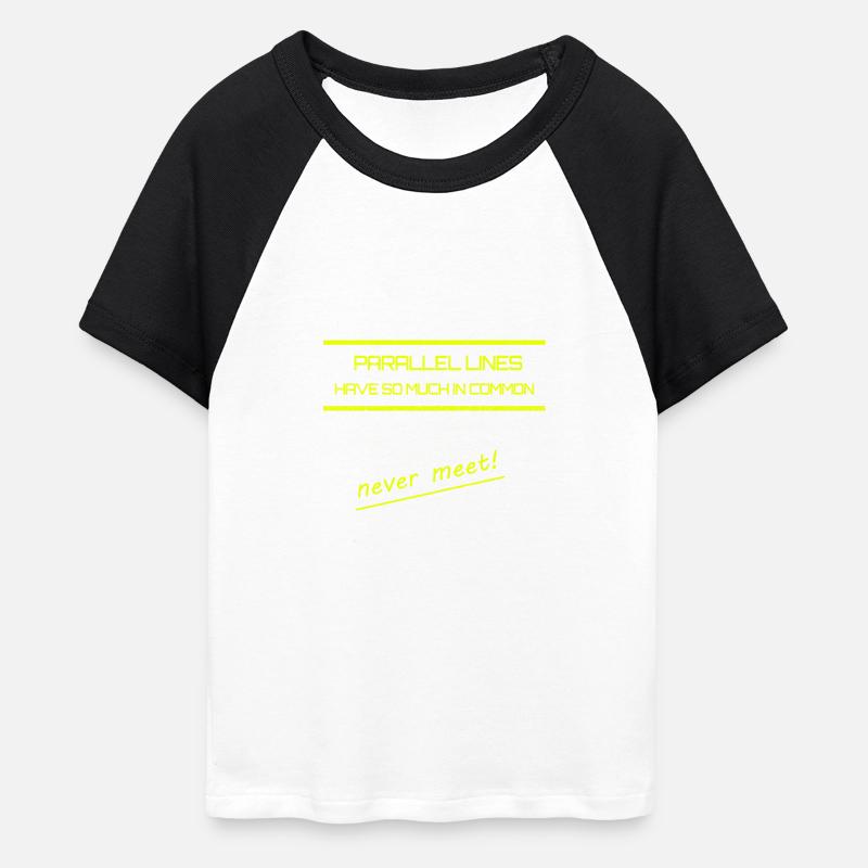 Funny Parallel Lines Math Tee - Women's Cropped Baseball T-Shirt - white/black