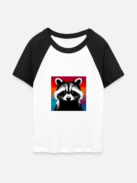 Waschbär - Frauen Cropped Baseball T-Shirt - Weiß/Schwarz