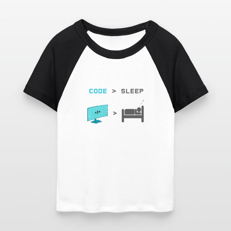 Code vs Sleep: Coder in Sleep Mode Women's Cropped Baseball T-Shirt