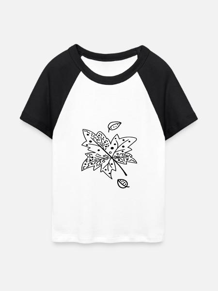 Herbstblatt - Frauen Cropped Baseball T-Shirt - Weiß/Schwarz