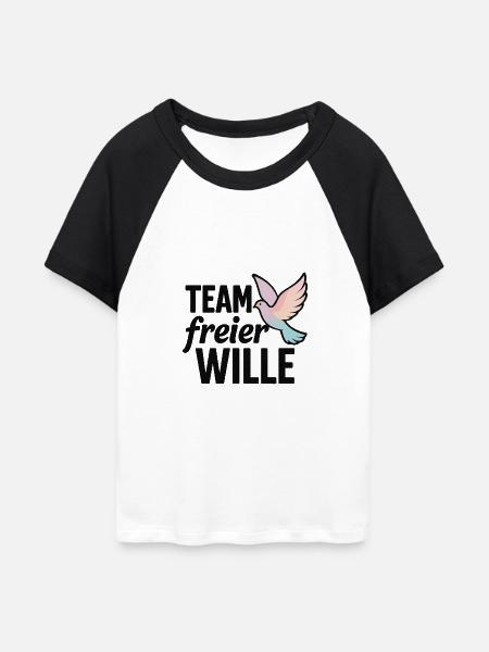 Team Freiheit Taube Farbverlauf - Frauen Cropped Baseball T-Shirt - Weiß/Schwarz