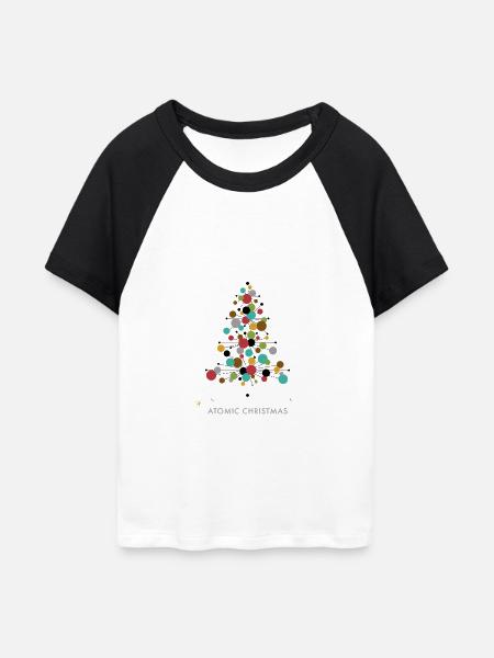 Atomic Christmas – Retro Weihnachtsbaum Design - Frauen Cropped Baseball T-Shirt - Weiß/Schwarz