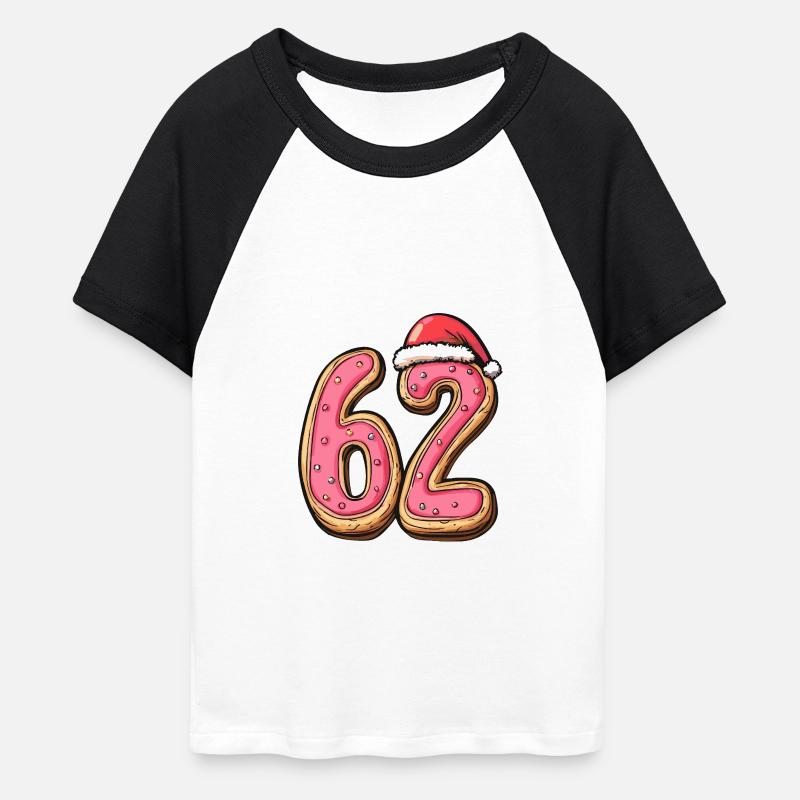 62 Number Cookie Christmas - Women's Cropped Baseball T-Shirt - white/black