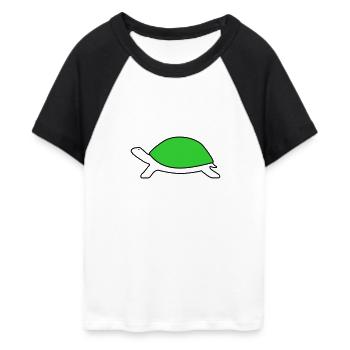 Schildkröte - Frauen Cropped Baseball T-Shirt - Weiß/Schwarz - Vorne