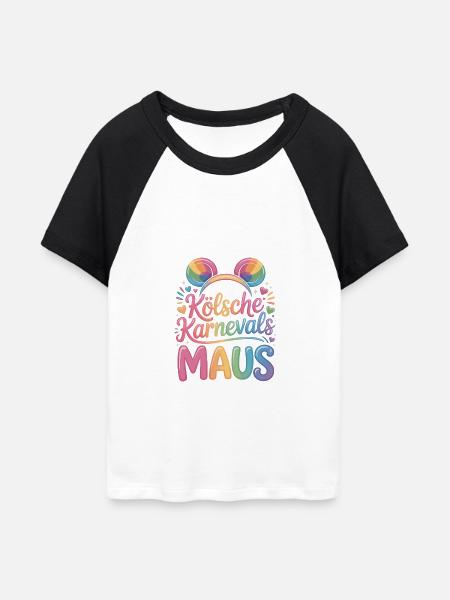 Kölsche Karnevalsmaus Karneval Köln Kölner Maus - Frauen Cropped Baseball T-Shirt - Weiß/Schwarz