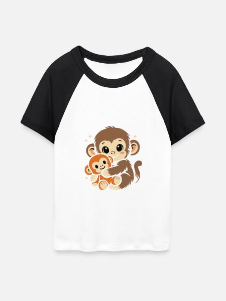 Punch Monkey Affe - Frauen Cropped Baseball T-Shirt - Weiß/Schwarz